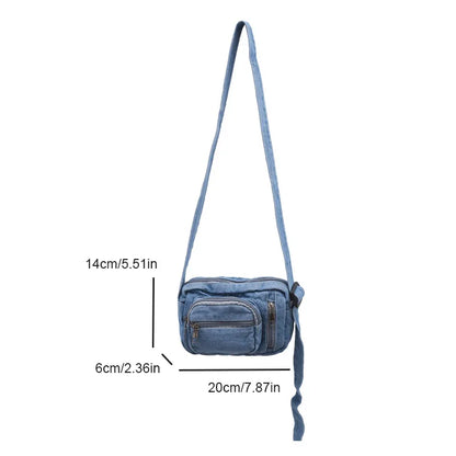 Denim Crossbody Bag – Multi-Pocket Casual Shoulder Bag