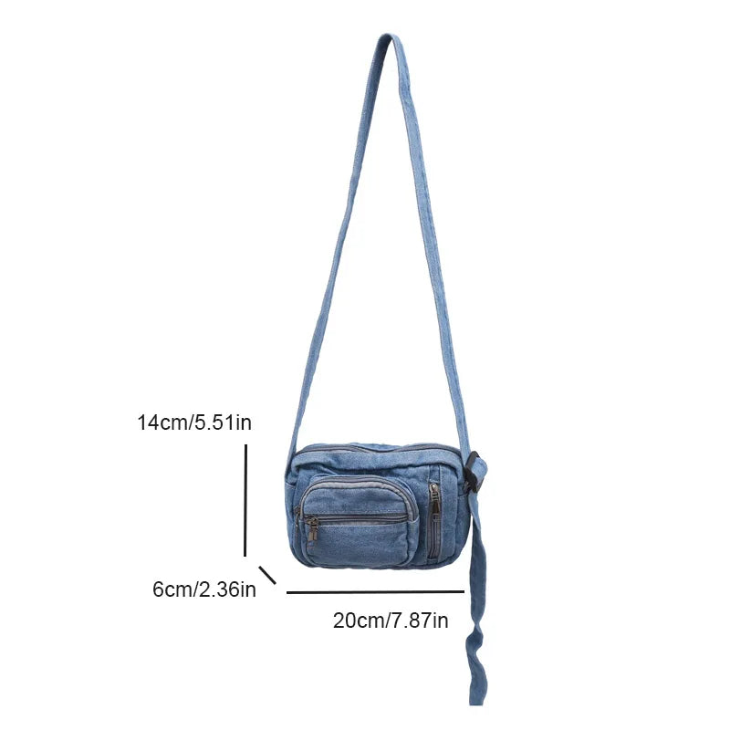 Denim Crossbody Bag – Casual Multi-Pocket Shoulder Bag
