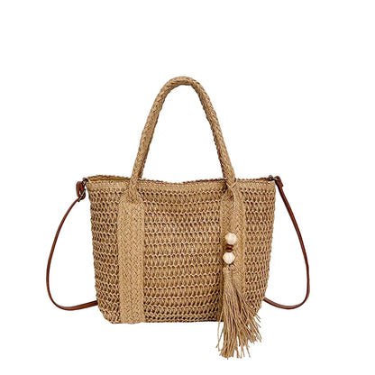 Straw Tote Crossbody Bag – Women's Large Handmade Beach Shoulder Bag