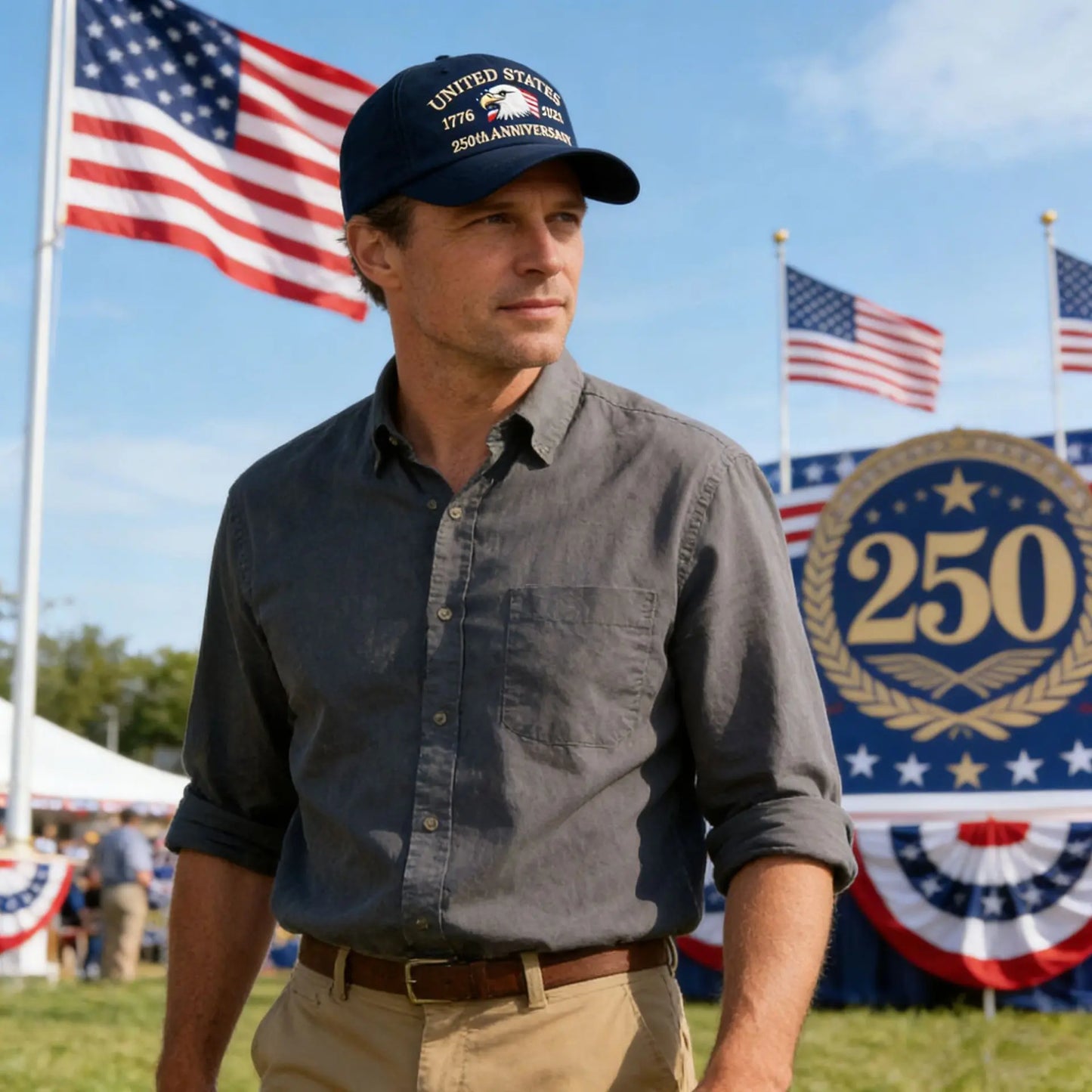 USA 250th Anniversary Baseball Cap – Eagle Embroidery Hat for Men & Women