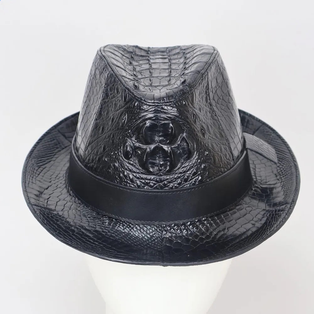 Crocodile Leather Wide Brim Fedora Hat – Men's Exotic Style