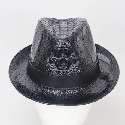 Crocodile Leather Wide Brim Fedora Hat – Men's Exotic Style