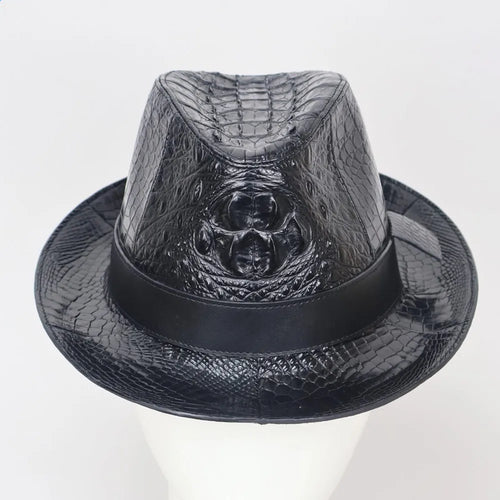 Crocodile Leather Wide Brim Fedora Hat – Men's Exotic Style