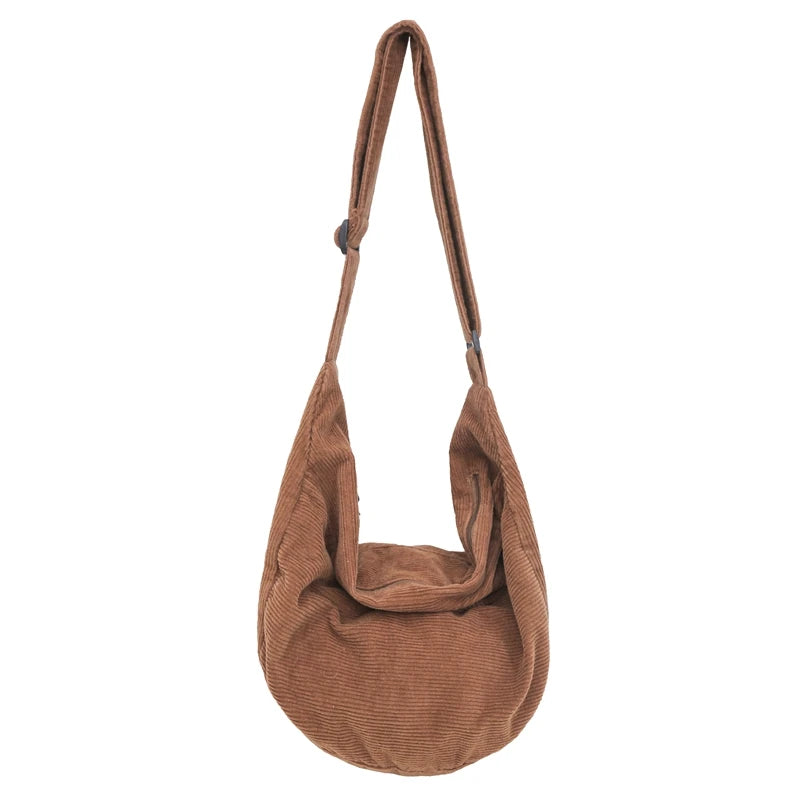 Corduroy Crossbody Shoulder Bag for Women – Large Capacity