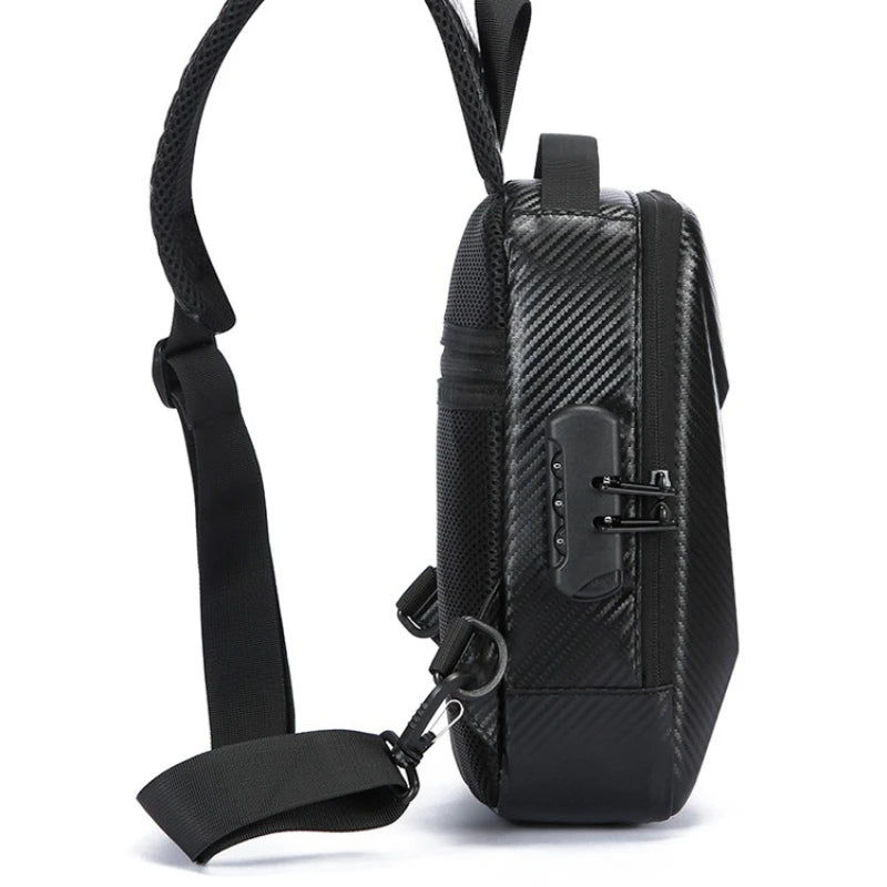 Hard Shell Sling Bag – Men's Multifunctional Crossbody with Password Lock