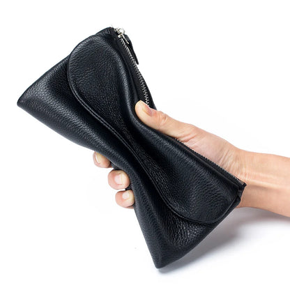 Genuine Cowhide Long Wallet for Women – Magnetic Clutch
