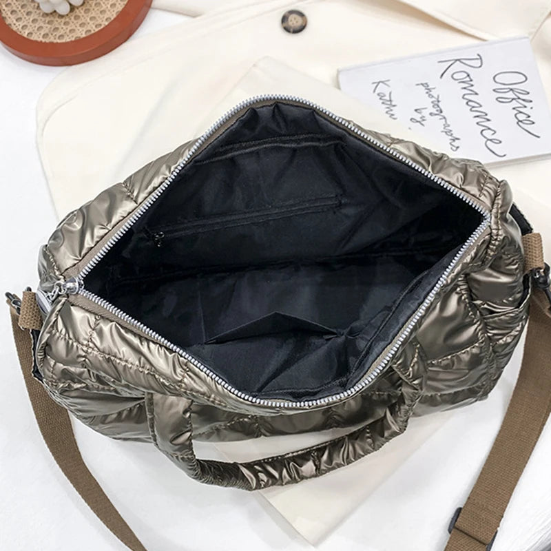 Quilted Puffer Tote Bag – Women's Nylon Crossbody Shoulder Bag