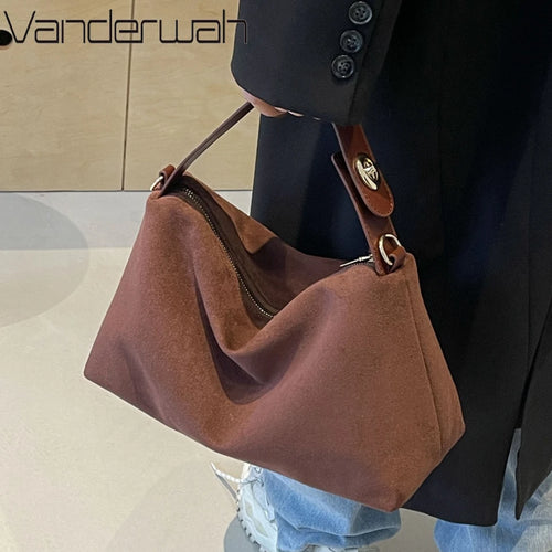 Crossbody Shoulder Bag for Women – Textured Suede Small Tote