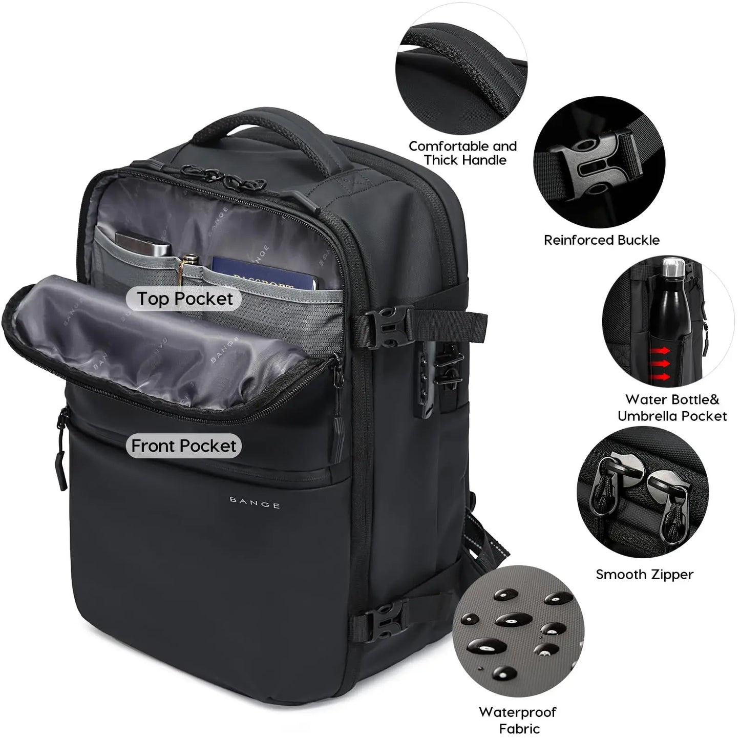Bange Anti-Theft Travel Backpack with Wet Dry Separation – Fits 15.6" Laptop