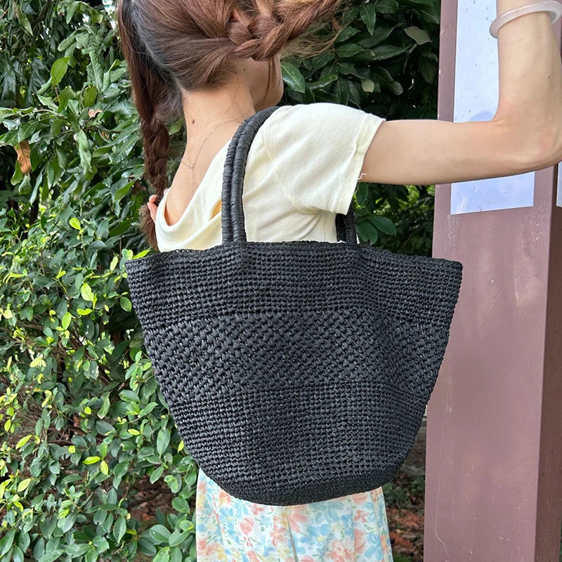Straw Woven Tote Bag – Women's Large Capacity Beach Basket Bag