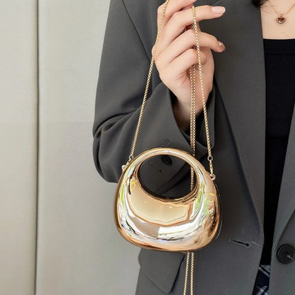 Metallic Half Moon Clutch Bag – Luxury Evening Crossbody