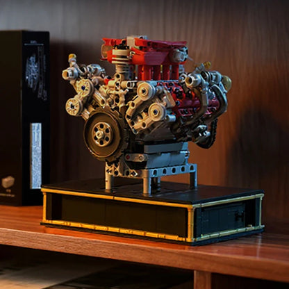 488 Supercar Engine MOC Building Blocks – Motorized Simulation Technic Set