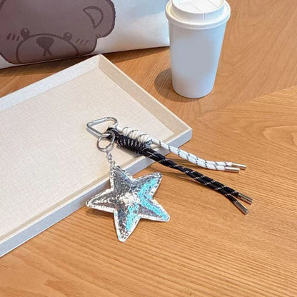 Star Charm Keychain with Balloon Dog & Braided Rope Bag Accessory