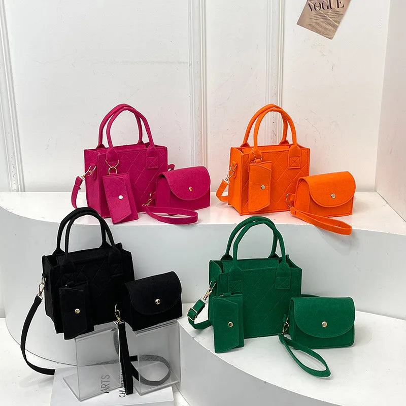 3-Piece Handbag Set – Embossed Crossbody Bag, Clutch & Mini Wallet