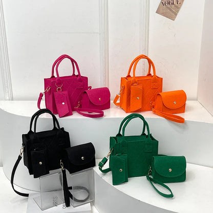 3-Piece Handbag Set – Embossed Crossbody Bag, Clutch & Mini Wallet