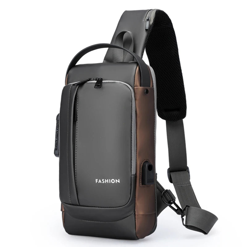 Anti-Theft Sling Bag for Men – USB Charging & Password Lock