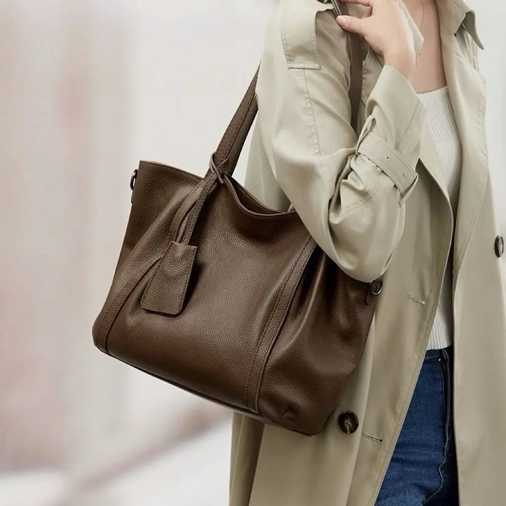 Genuine Leather Large Tote Bag for Women – Luxury Shoulder Handbag