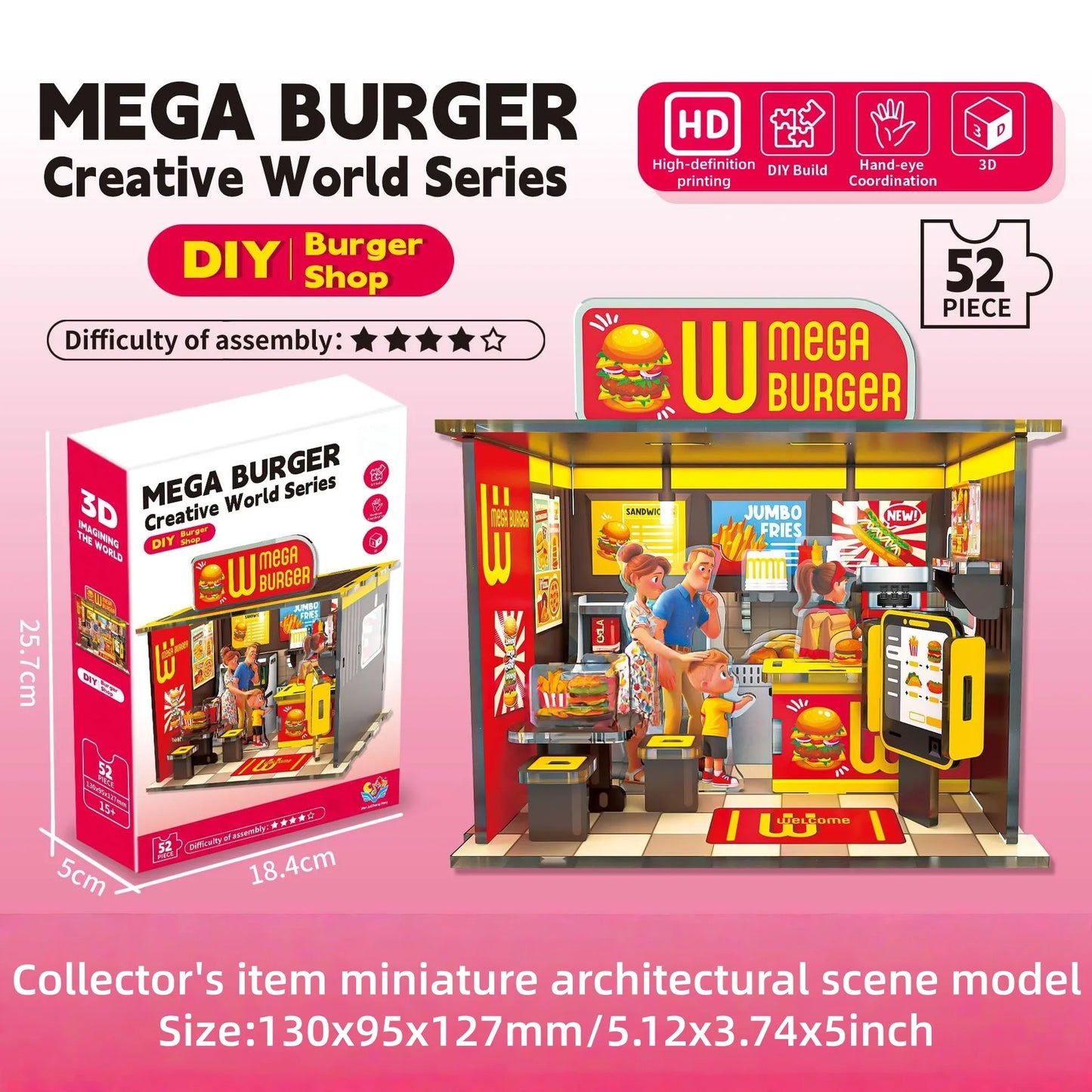 3D DIY Acrylic Puzzle Kit – Street View Miniature Scene Model