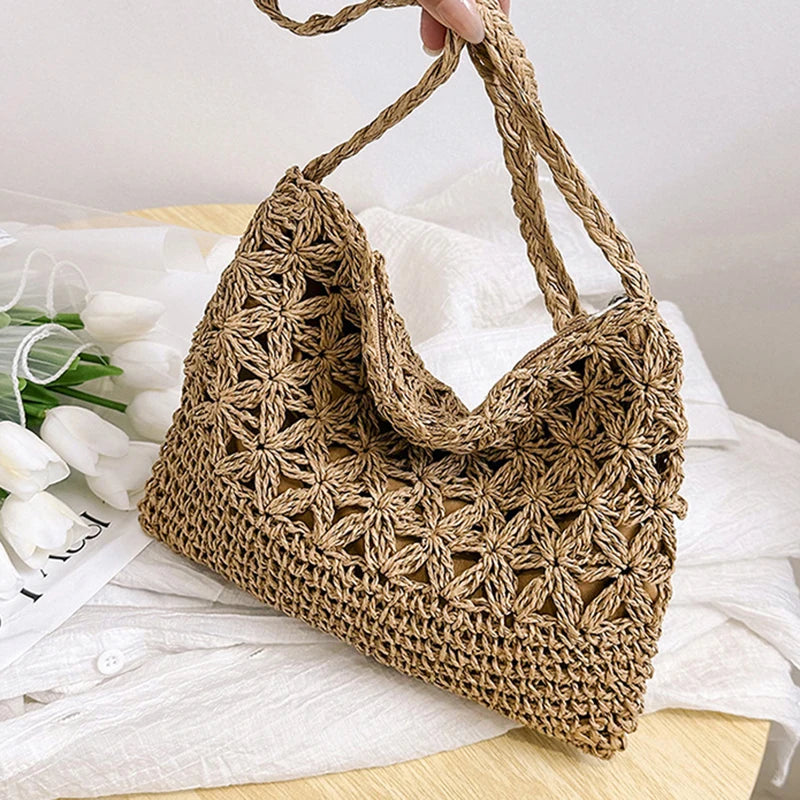 Straw Woven Crossbody Bag – Boho Shoulder Bag for Women