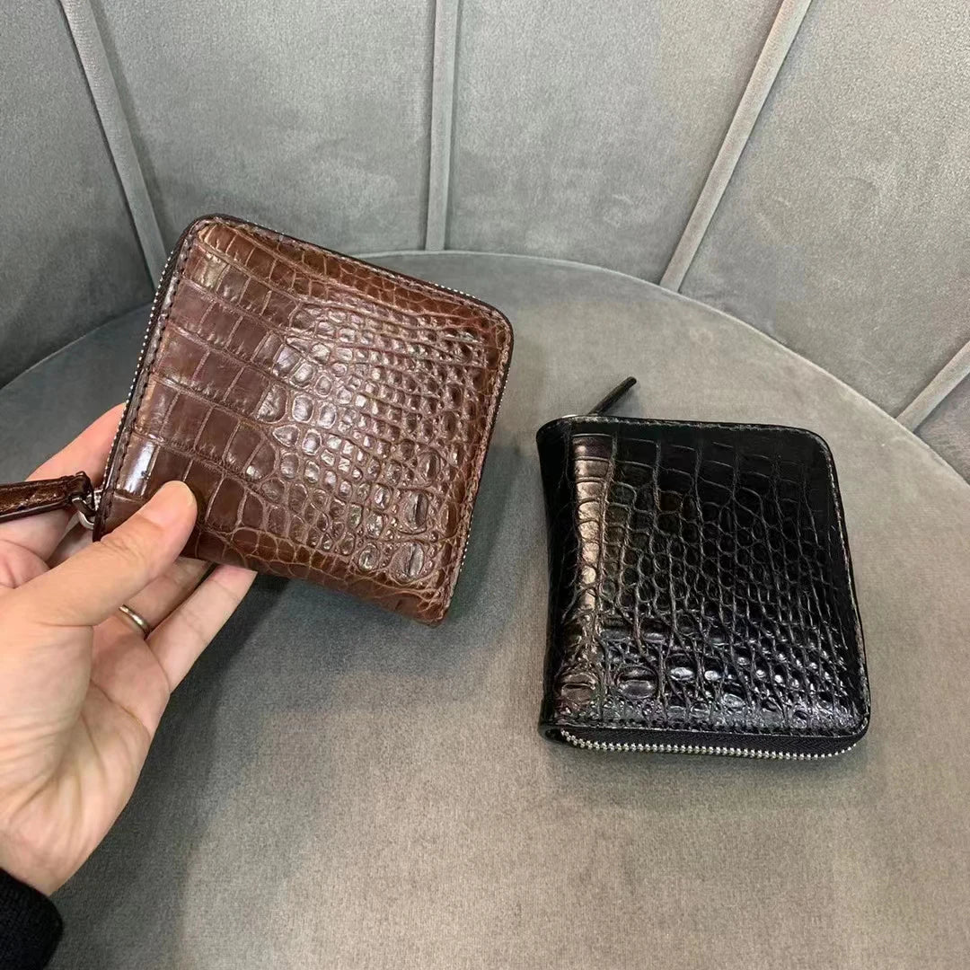 Luxury Crocodile Leather Zipper Wallet for Men