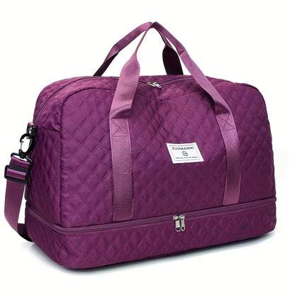 Diamond Quilted Duffle Bag – Large Capacity Travel & Gym Bag for Women