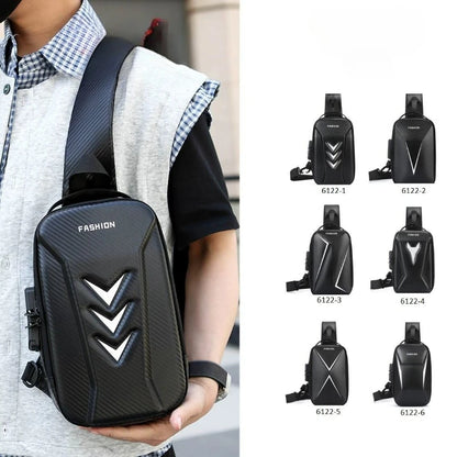 Hard Shell Sling Bag – Men's Multifunctional Crossbody with Password Lock