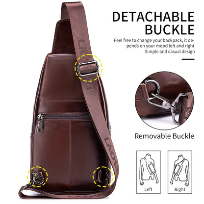Leather Sling Bag for Men - Genuine Cowhide Crossbody Chest Bag
