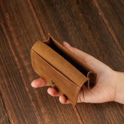 Vintage Genuine Leather Wallet & Coin Purse with Cable Organizer