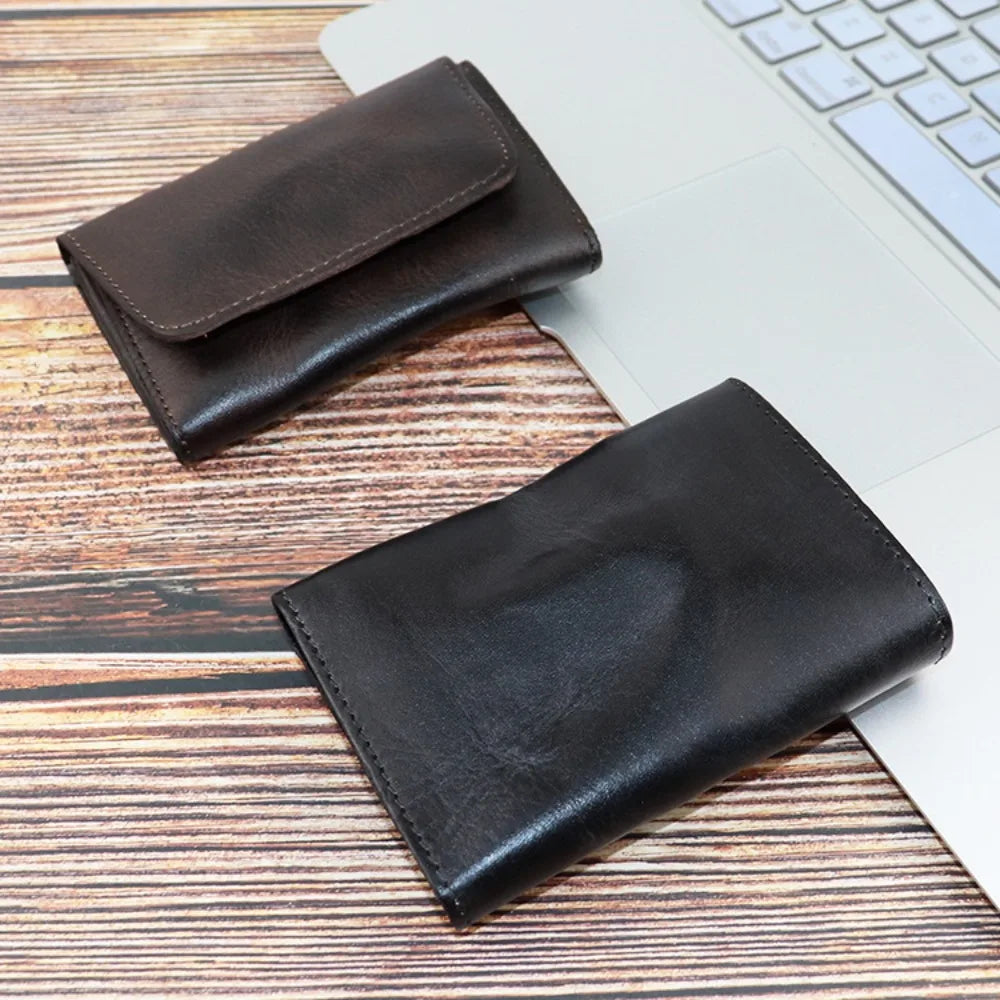 Genuine Cowhide Leather Wallet – Handmade Compact Card Holder