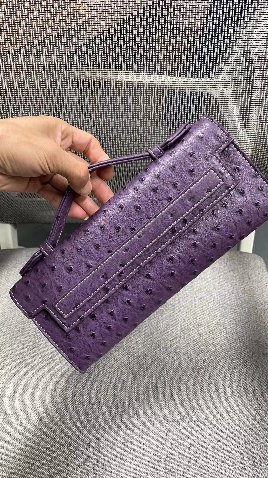 Ostrich Pattern Clutch Bag – Women's PU Leather Party Purse
