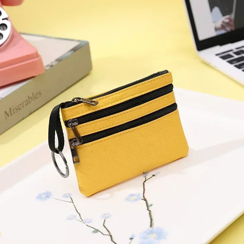 Canvas Mini Coin Purse – Zipper Pouch for Keys, Cards & Cash