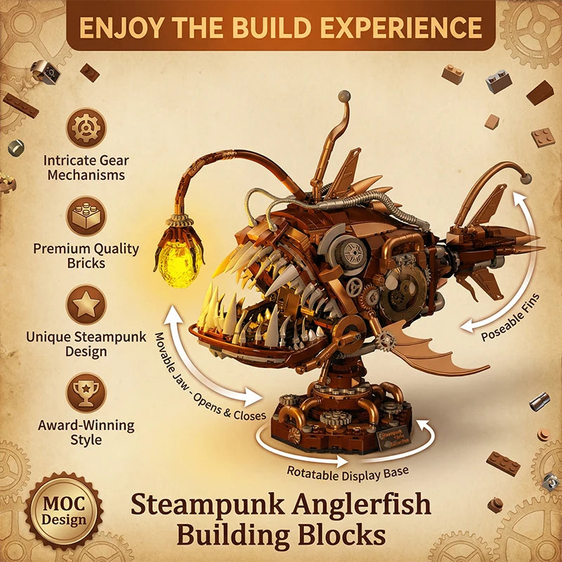 Steampunk Anglerfish MOC Building Blocks Set – 1236 Pcs