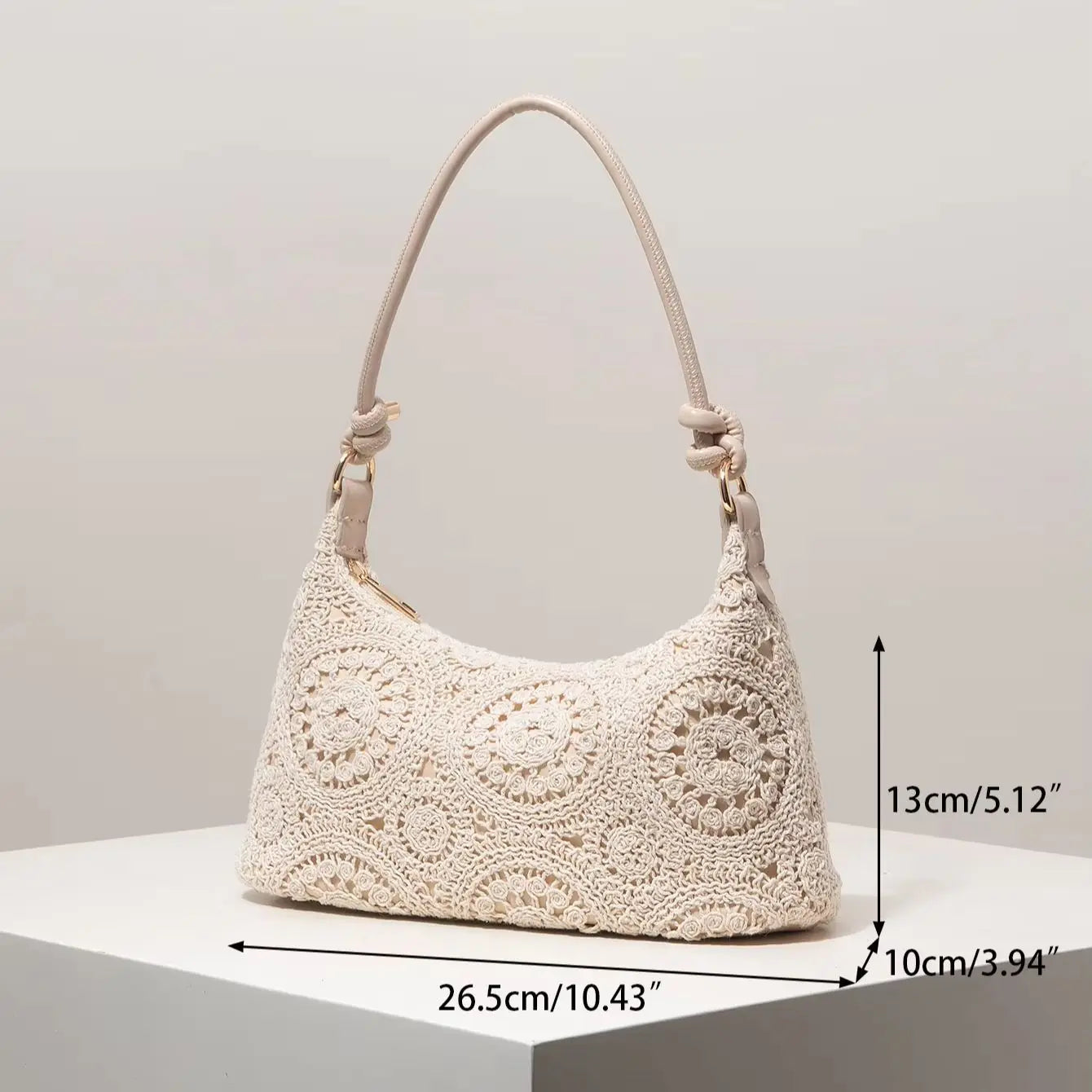 Boho Crochet Shoulder Bag – Floral Hollow-Out Summer Beach Bag