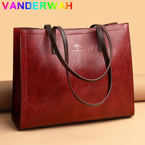 Large Capacity Leather Tote Shoulder Bag for Women