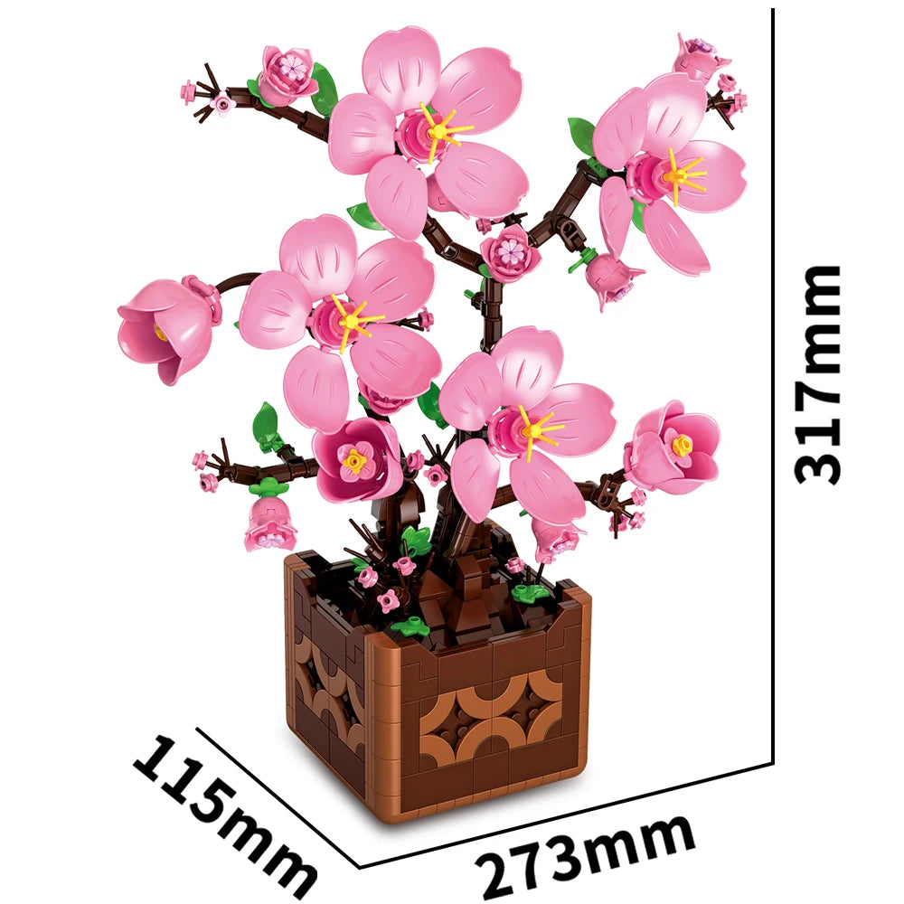 Flower Bouquet Building Blocks – Potted Plant Home Decor Set