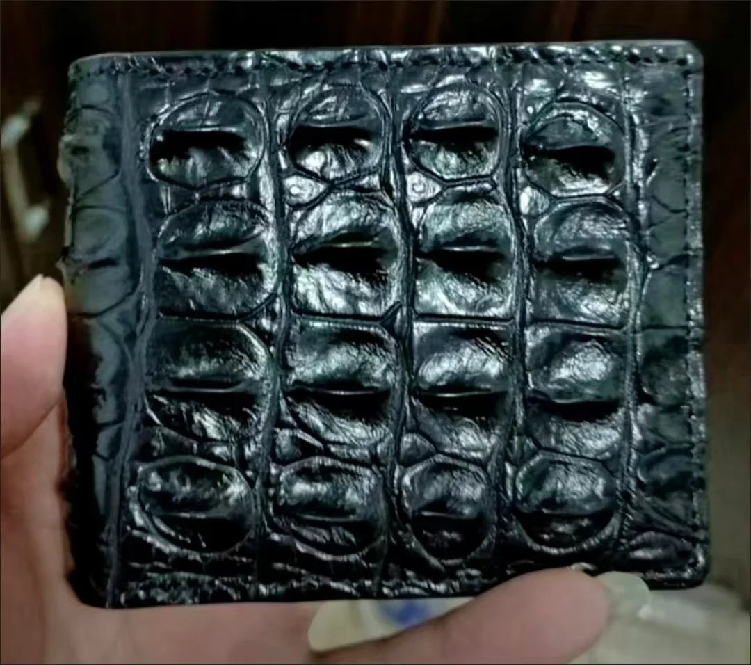 Crocodile Leather Short Wallet for Men – Luxury Card Holder