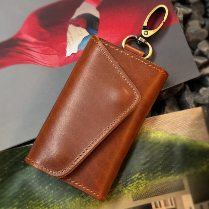 Crazy Horse Leather Key Case Wallet – Cowhide Car Key Holder