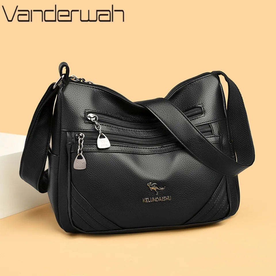 Crossbody Shoulder Bag for Women – Soft PU Leather, Multi-Pocket