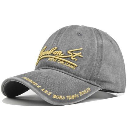 Washed Denim Baseball Cap – Bourbon St. New Orleans Embroidery