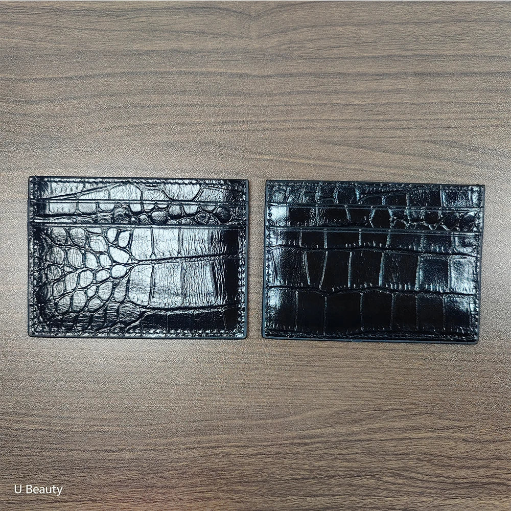 Crocodile Leather Slim Card Wallet – 4-Slot Credit Card Holder for Women