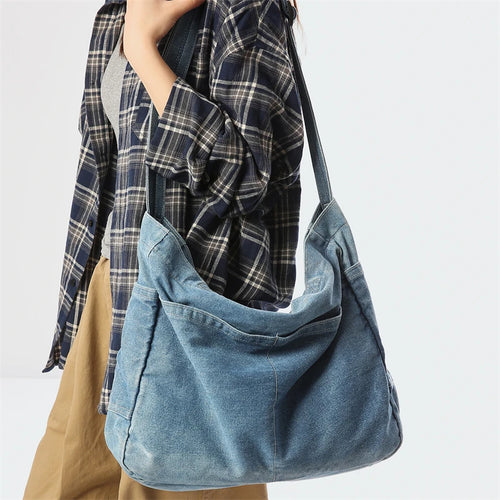 Denim Tote Bag for Women – Large Capacity Shoulder & Crossbody Bag
