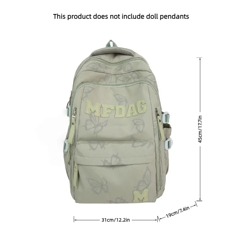 Butterfly Print Backpack – Large Capacity with Multiple Pockets