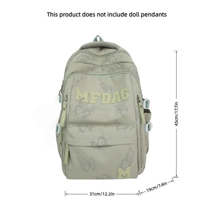 Butterfly Print Backpack – Large Capacity with Multiple Pockets