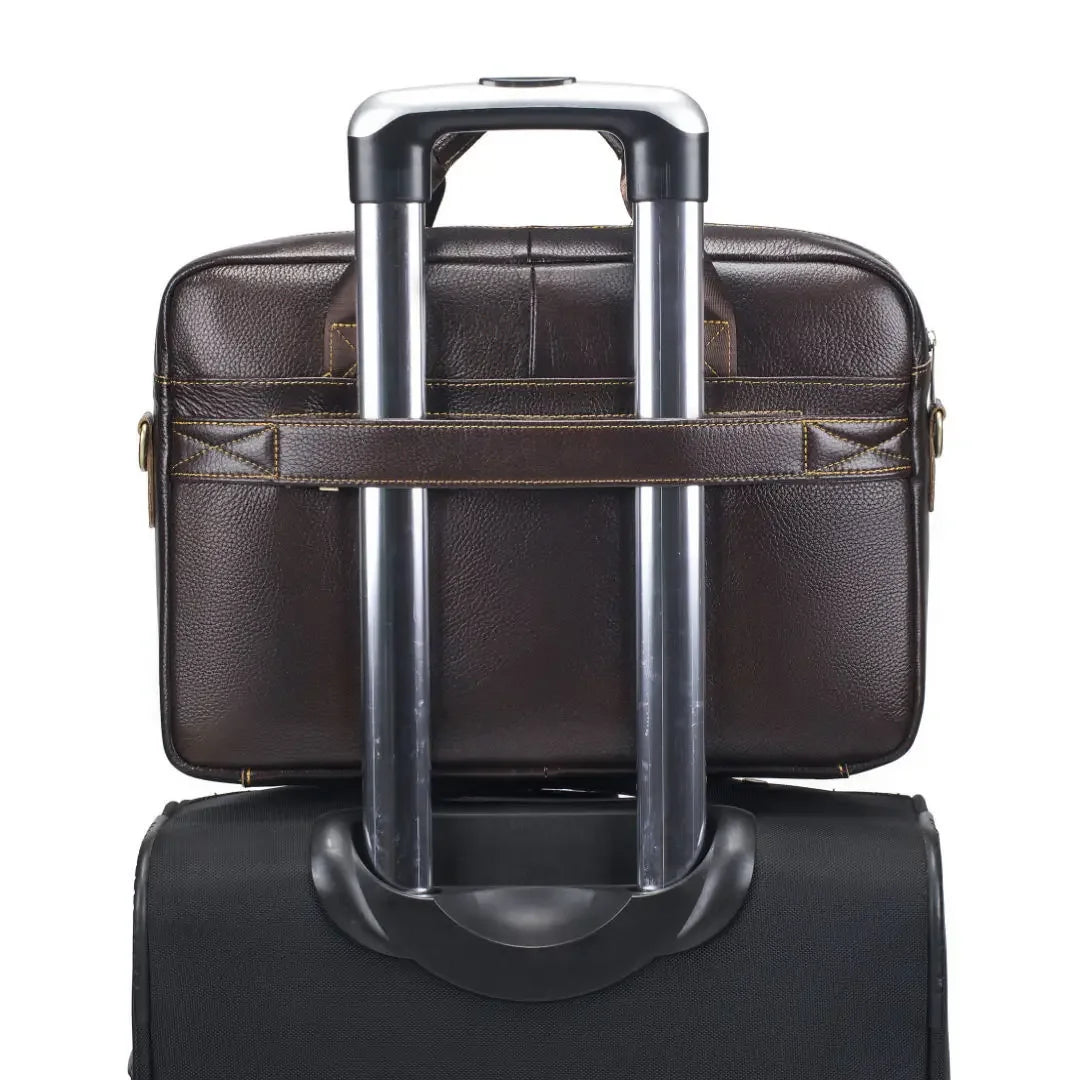 Genuine Leather Men's Briefcase Laptop Messenger Bag