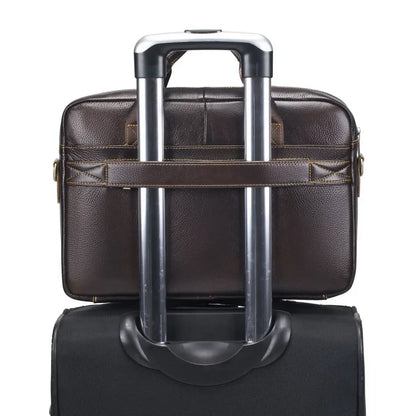 Genuine Leather Men's Briefcase Laptop Messenger Bag