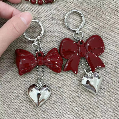 Heart Bow Keychain Bag Charm – Cute Acrylic Pendant for Women