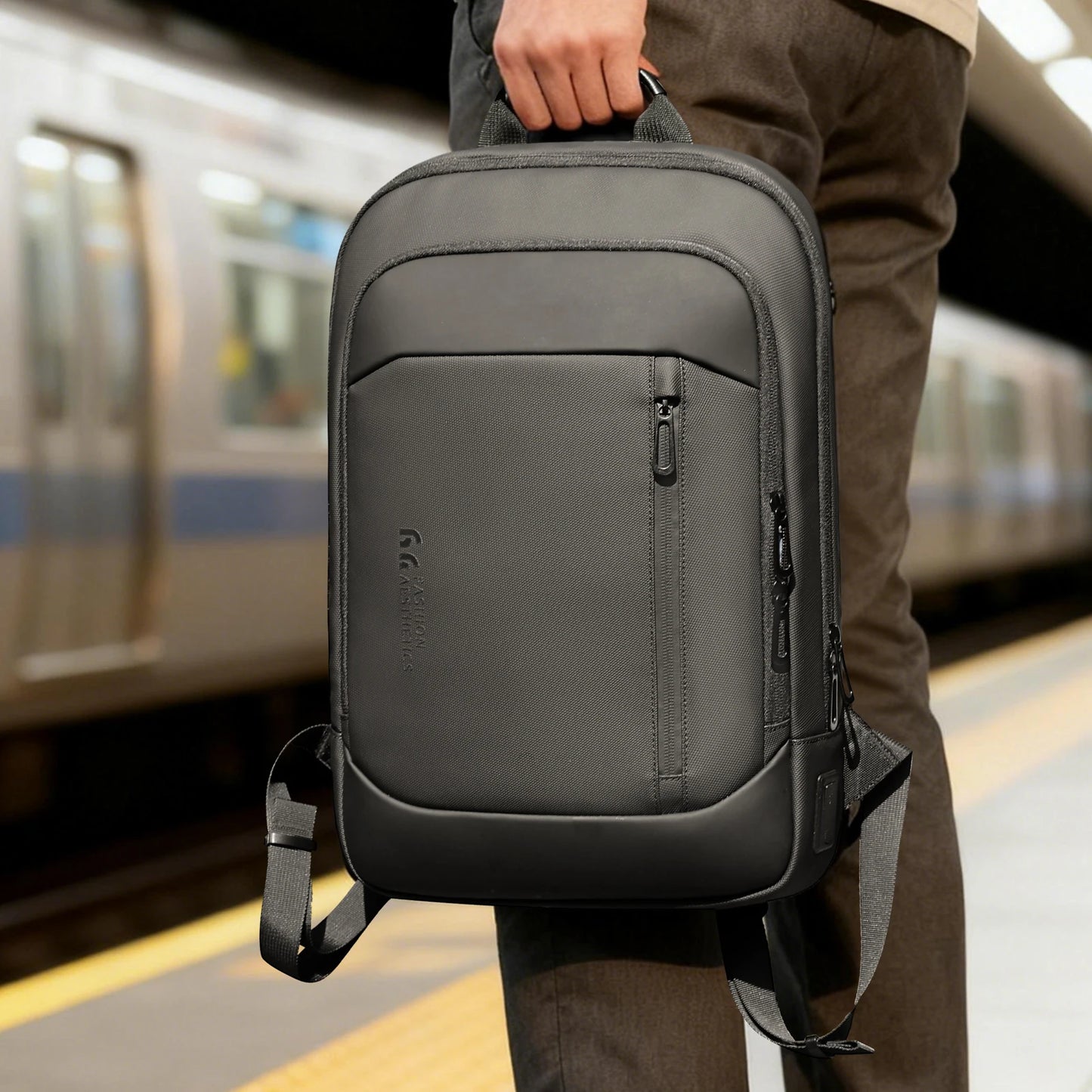 Slim 15.6" Laptop Backpack for Men – Anti-Theft Waterproof Business Travel Bag with USB Port