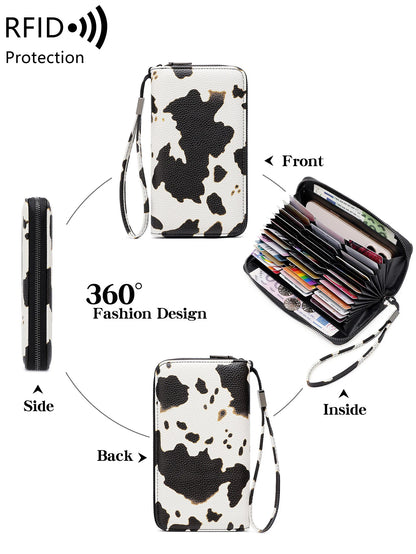 RFID Blocking Women's Animal Print Accordion Wallet Wristlet