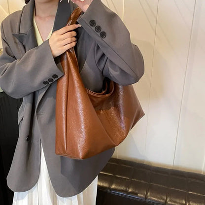 Large PU Leather Hobo Shoulder Bag – Y2K Women's Handbag