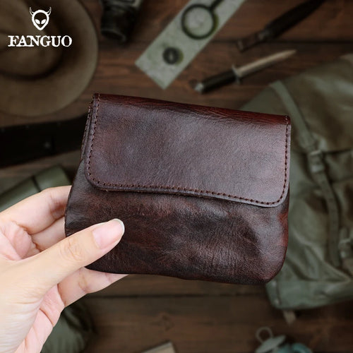Genuine Leather Card Wallet for Men – Vintage Coin Purse Pouch